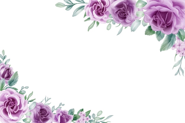 Vetor grátis moldura de flor em aquarela rosa roxa elementos de flor lilás fundo botânico ou design de papel de parede impressões e convites e cartões postaisimprimir