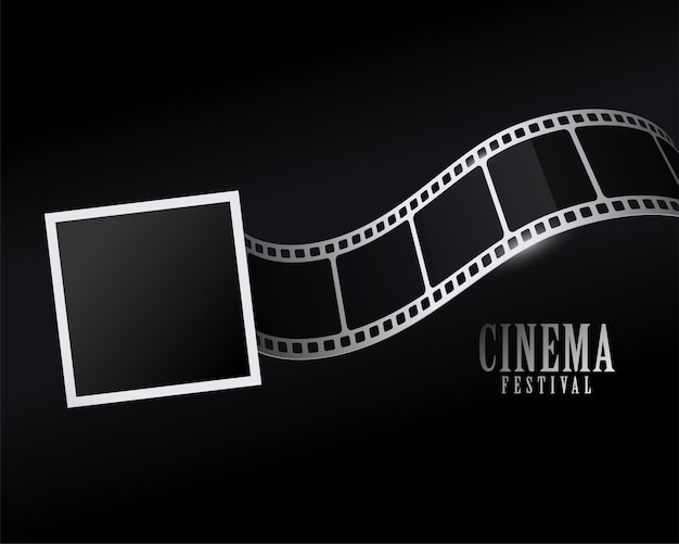 Vetor grátis moldura de foto e tira de filme para celebração de festival de cinema fundo