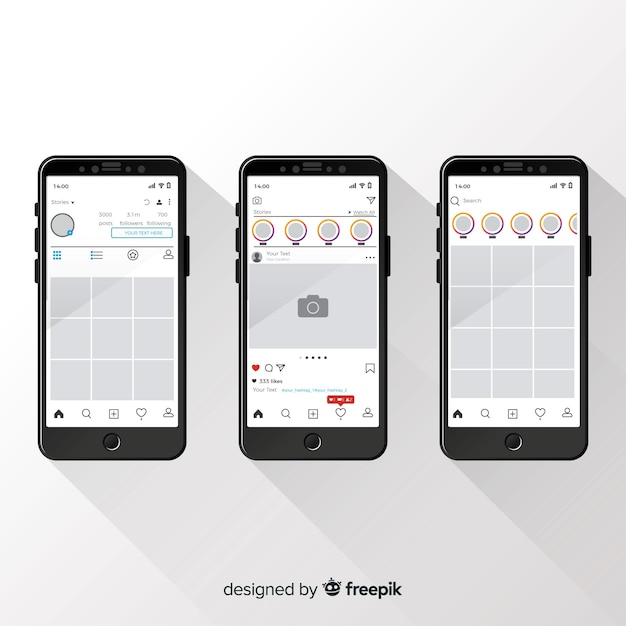 Vetor grátis moldura de foto realista do instagram na coleção do smartphone