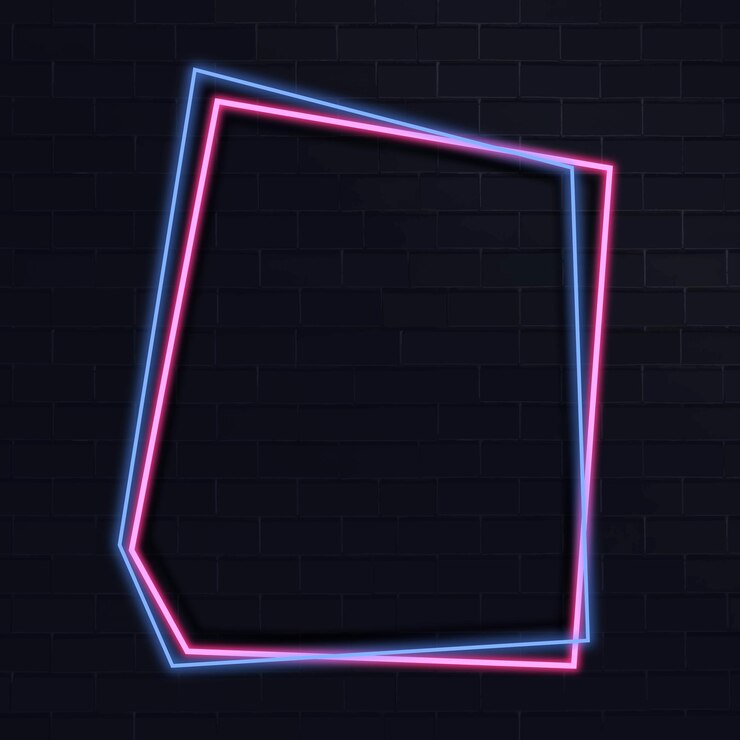 Vetor grátis moldura de neon do pentágono em um vetor de fundo escuro