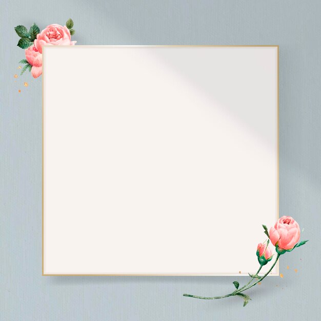 Moldura dourada quadrada floral
