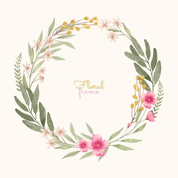 Moldura em aquarela com flores delicadas