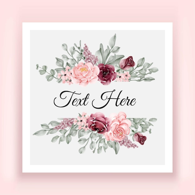 Moldura em aquarela linda e elegante com flor de rosa