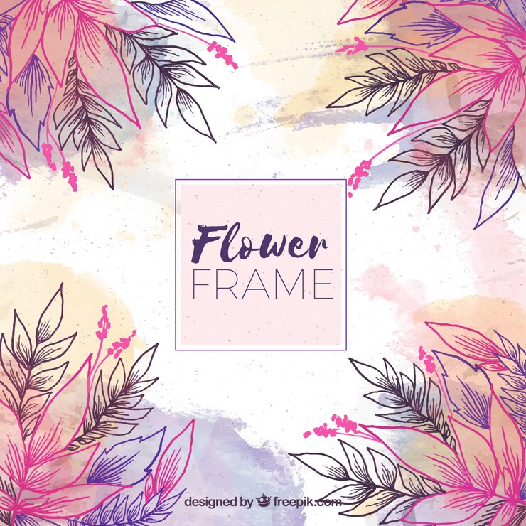 Vetor grátis moldura floral artística com flores
