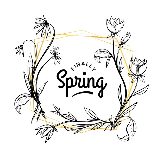 Moldura floral da primavera desenhada mão