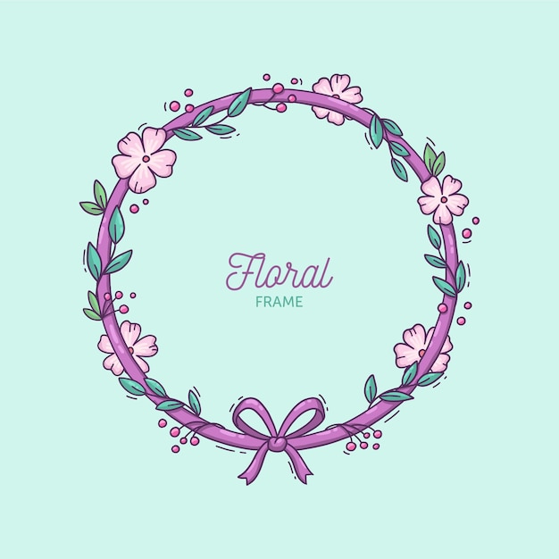 Moldura floral de primavera desenhada à mão