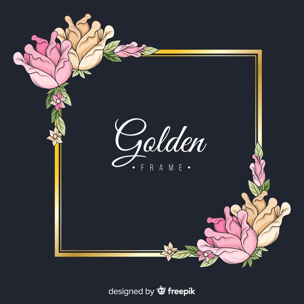 Moldura floral dourada