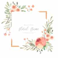 Vetor grátis moldura floral elegante com flores em aquarela