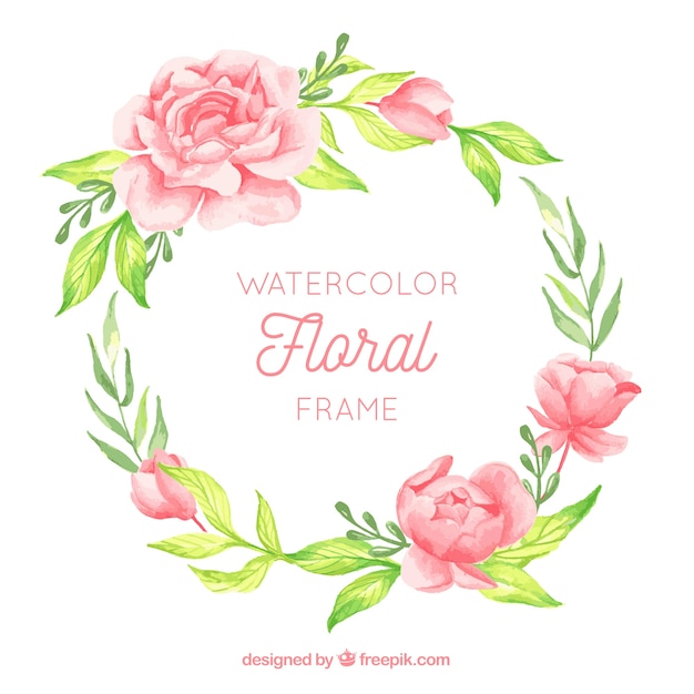 Vetor grátis moldura floral em estilo aquarela