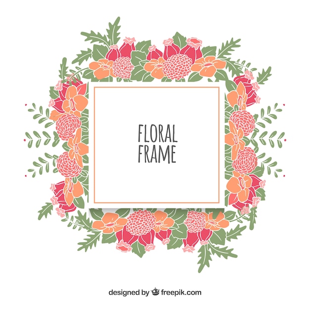 Moldura floral em estilo desenhado à mão