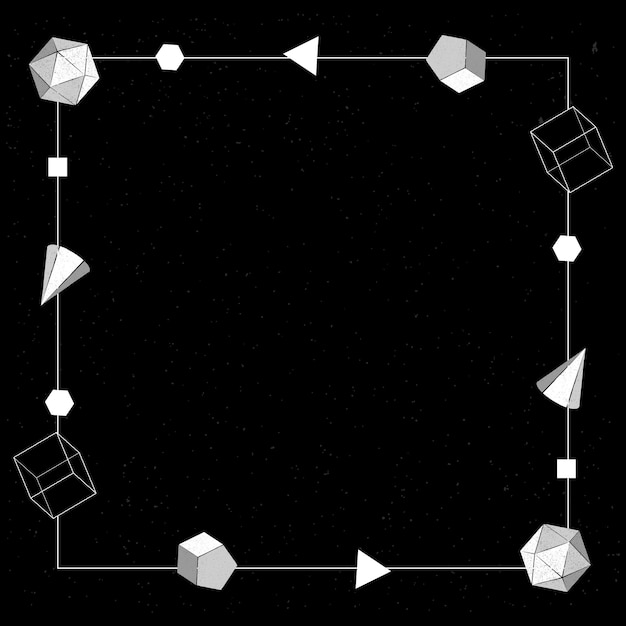 Vetor grátis moldura geométrica cinza em vetor de fundo preto