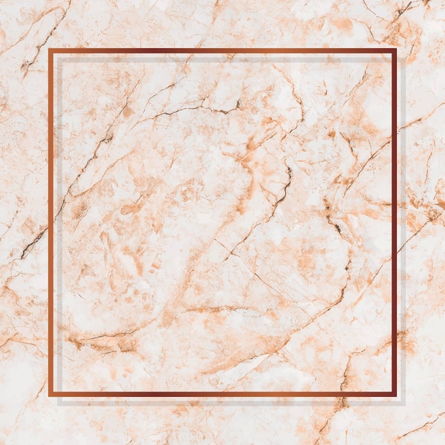 Vetor grátis moldura quadrada de cobre em vetor de fundo de mármore laranja