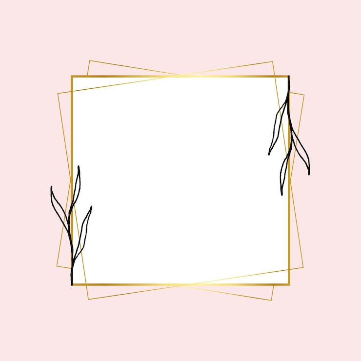 Vetor grátis moldura quadrada dourada com desenho simples de flores