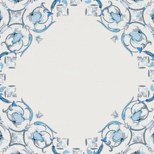 Moldura quadrada floral em azul marinho