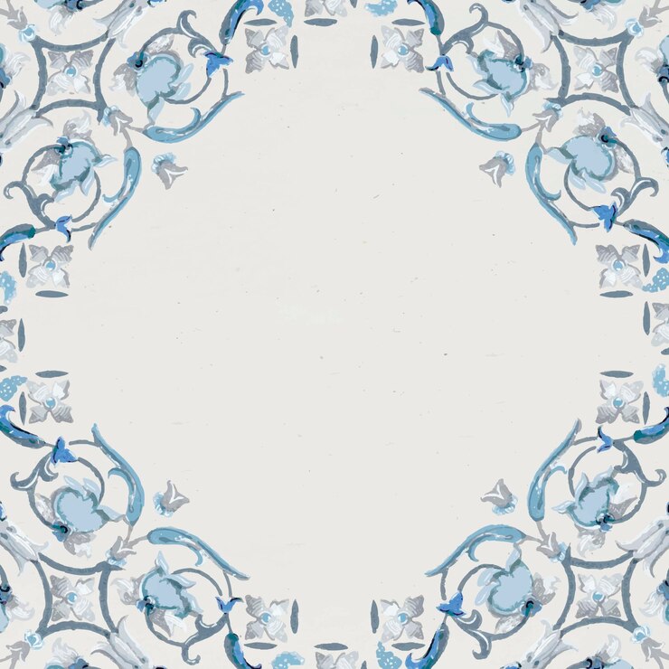 Vetor grátis moldura quadrada floral em azul marinho
