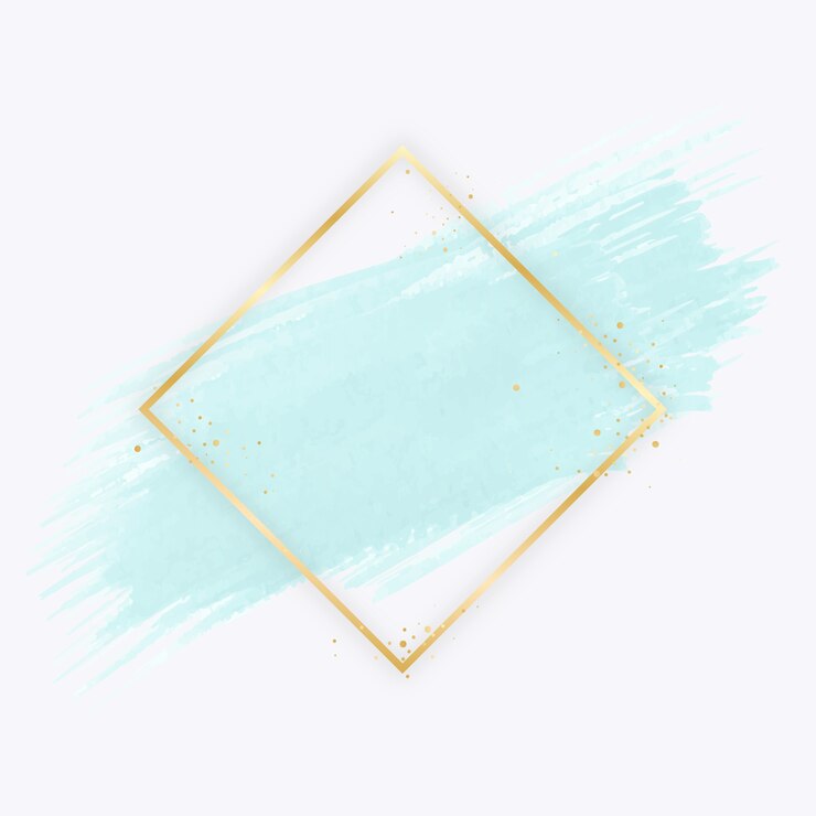 Vetor grátis moldura simples dourada com mancha de aquarela