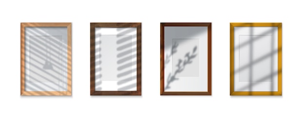 Molduras de vidro sombra realistas com ilustração isolada de efeitos texturizados