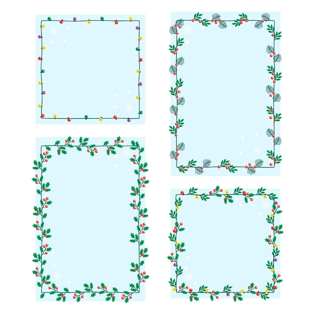 Vetor grátis molduras e bordas planas de natal