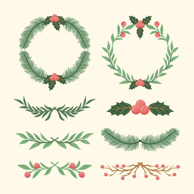 Molduras e molduras de natal desenhadas à mão