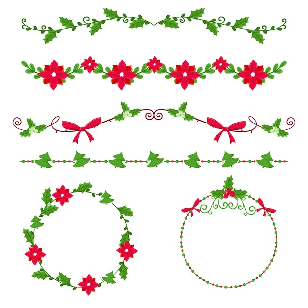 Molduras e molduras de natal desenhadas à mão