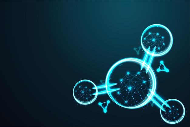 Molecule Abstract wire low poly Malha de armação de arame poligonal parece constelação no céu noturno azul escuro com ilustração e fundo de pontos e estrelas