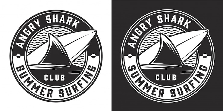 Vetor grátis monocromático redondo vintage de surf clube