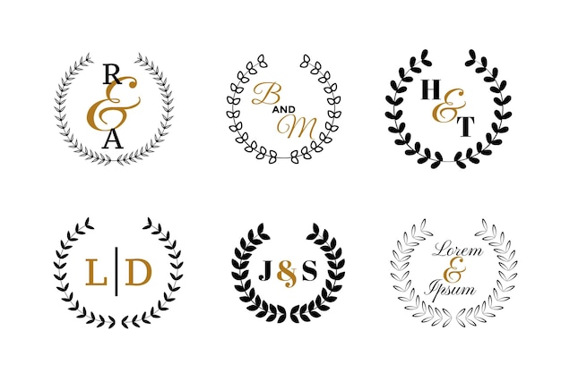 Monogramas de casamento ou conjunto de logotipo