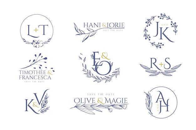 Monogramas elegantes do casamento