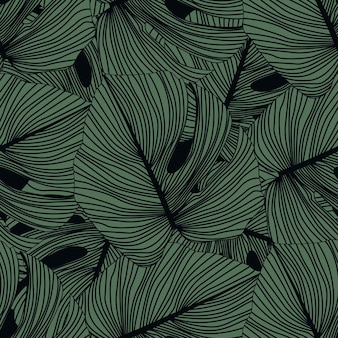 Monstera deixa padrão sem emenda em fundo preto. padrão tropical, pano de fundo de folhas botânicas. design moderno para tecido, impressão têxtil, papel de embrulho. ilustração vetorial