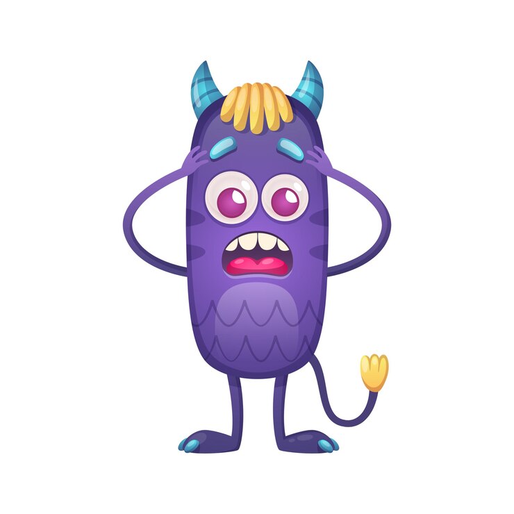 Vetor grátis monstro de desenho animado assustado com ilustração de chifres