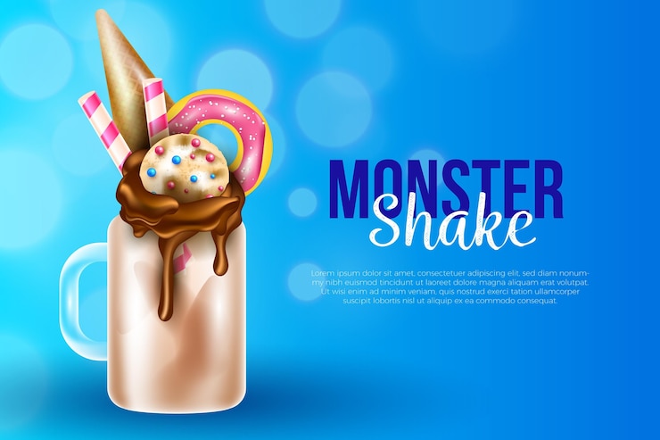 Vetor grátis monstro realista shake fundo