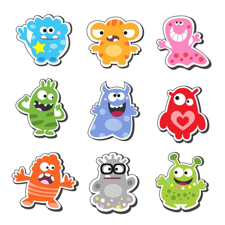 Vetor grátis monstros de desenhos animados