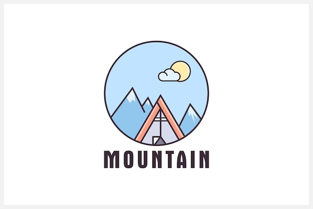 Montanha alpina panorama caminhada colina retrô vintage brasão rótulo masculino campo