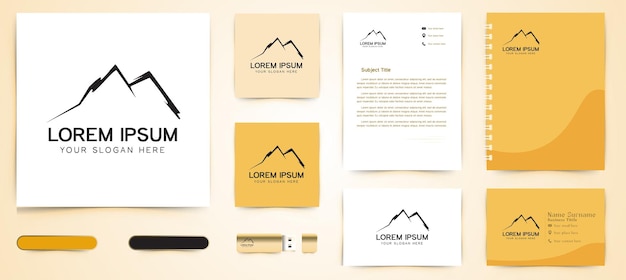 Montanha para logotipo de aventura de viagem e inspiração de design de modelo de marca comercial