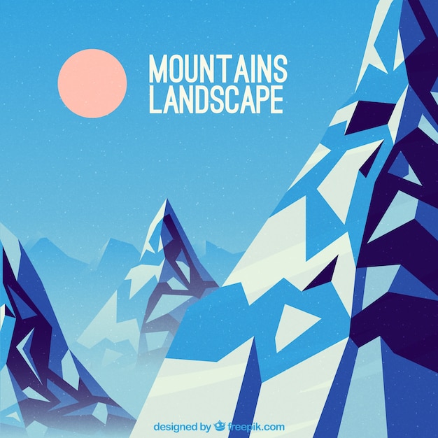 Vetor grátis montanhas geométricas fundo do inverno
