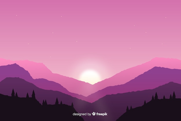 Vetor grátis montanhas paisagem fundo rosa