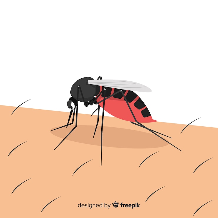Vetor grátis mosquito mordendo uma pessoa com design plano