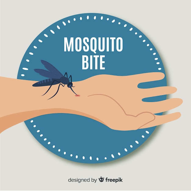 Vetor grátis mosquito mordendo uma pessoa com design plano