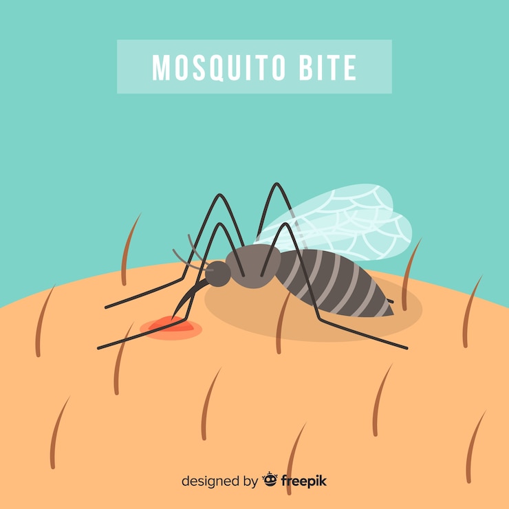 Vetor grátis mosquito mordendo uma pessoa com design plano