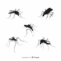 Vetor grátis mosquito silhueta coleção de cinco