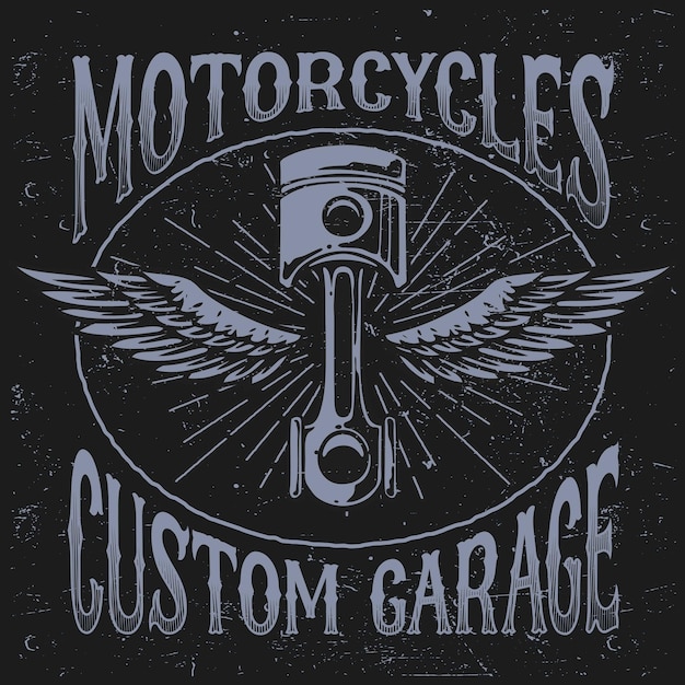 Vetor grátis moto vintage retrô clássica com logotipo de asas