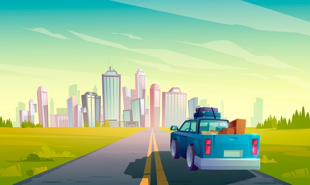 Mudança para outra cidade, caminhão com frete