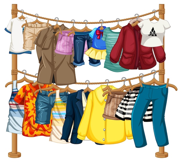 Muitas roupas penduradas no varal