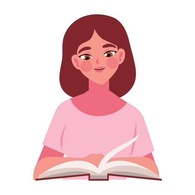 mulher a ler uma ilustração de livro isolada