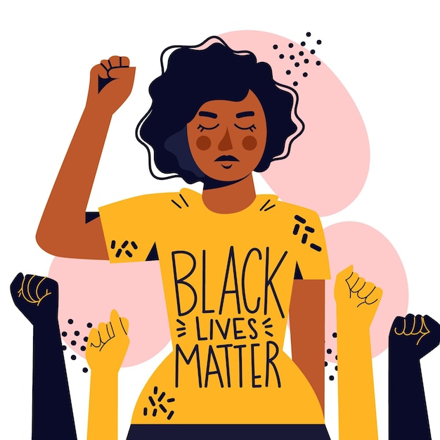 Vetor grátis mulher apoiando a vida negra importa movimento