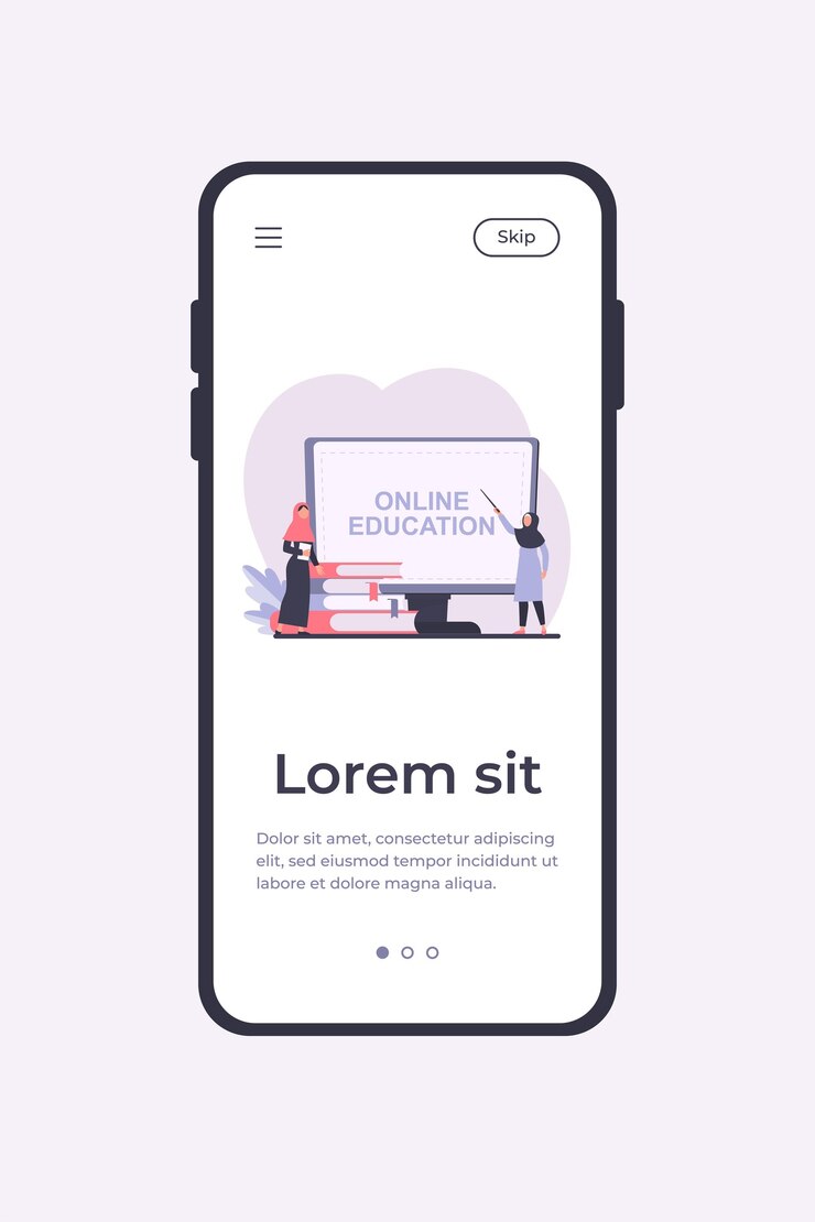 Vetor grátis mulher árabe minúscula aprendendo pelo computador. livro, estudante, ilustração em vetor plana de internet. modelo de aplicativo móvel de conceito de estudo e educação online
