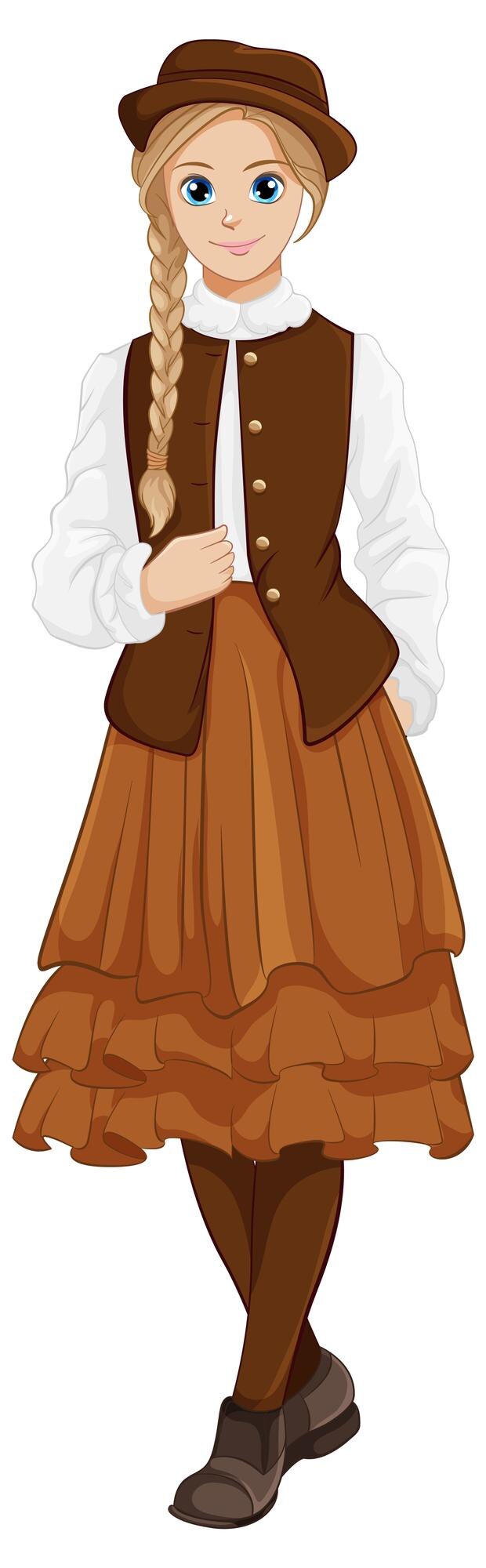 Vetor grátis mulher bonita em roupa vintage