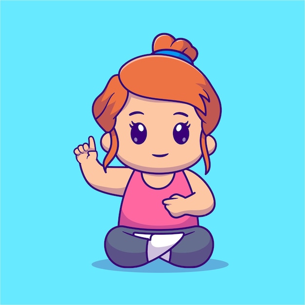 Mulher bonita meditação ioga desenhos animados ícone ilustração pessoas conceito de ícone do esporte isolado plano