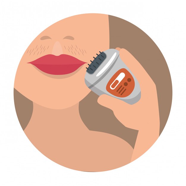 Mulher com dispositivo de depilação