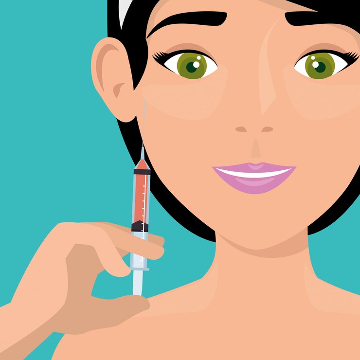 Vetor grátis mulher com tratamento de botox